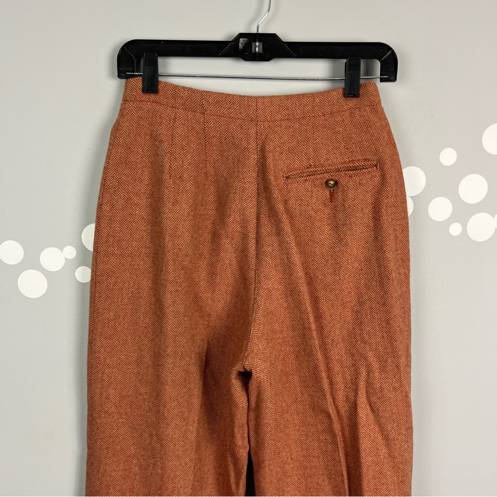 LIzSport Vintage Tweed Pantsuit Rust Herringbone Blazer Pants Set Size 6 - Picture 13 of 15